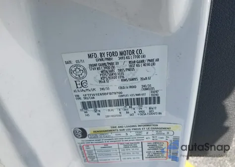 2011 Ford F-150 Platinum from USA, damaged, VIN 1FTFW1E65BFB79700